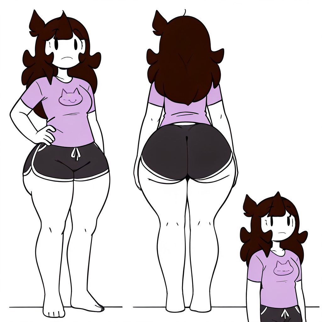 1girl ai_generated ass big_ass big_breasts booty_shorts breasts dolphin_shorts fundoshilover101 huge_ass jaiden jaiden_animations