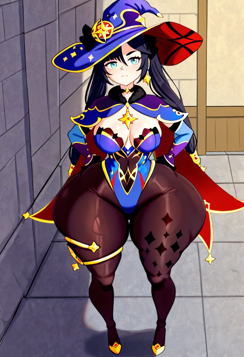 1girl ai_generated ass big_ass big_breasts breasts fundoshilover101 genshin_impact huge_ass mona_(genshin_impact)