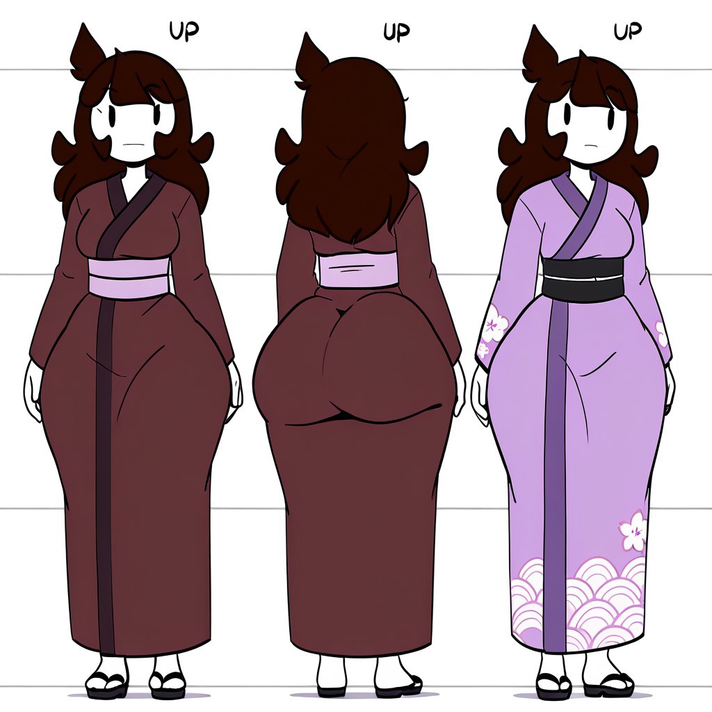 1girl ai_generated ass big_ass big_breasts breasts fundoshilover101 huge_ass jaiden jaiden_animations kimono