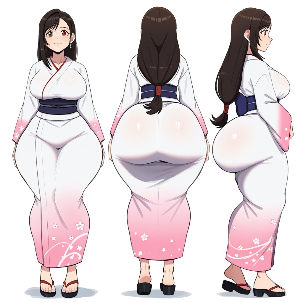 1girl ai_generated ass big_ass big_breasts breasts final_fantasy fundoshilover101 huge_ass kimono square_enix tifa_lockhart