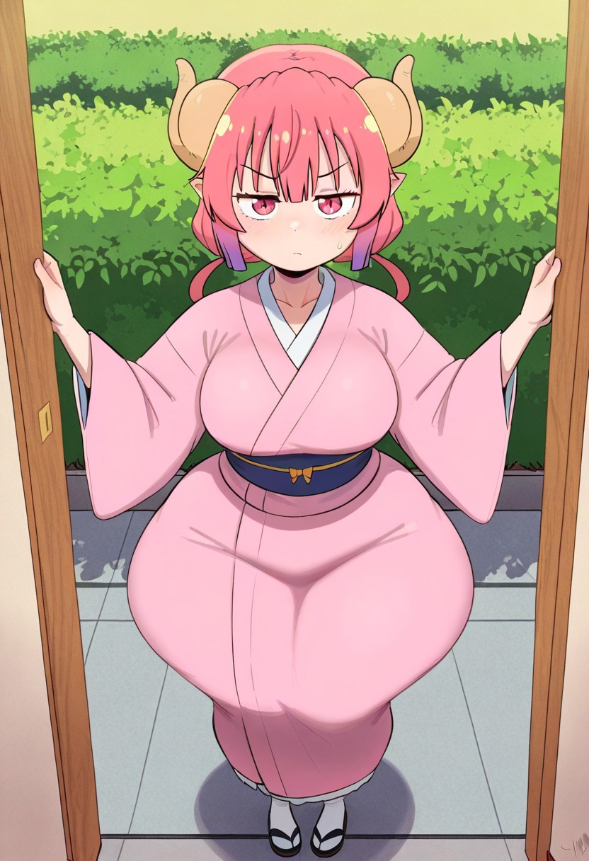1girl ai_generated ass big_ass big_breasts breasts fundoshilover101 huge_ass ilulu_(dragon_maid) kimono miss_kobayashi's_dragon_maid