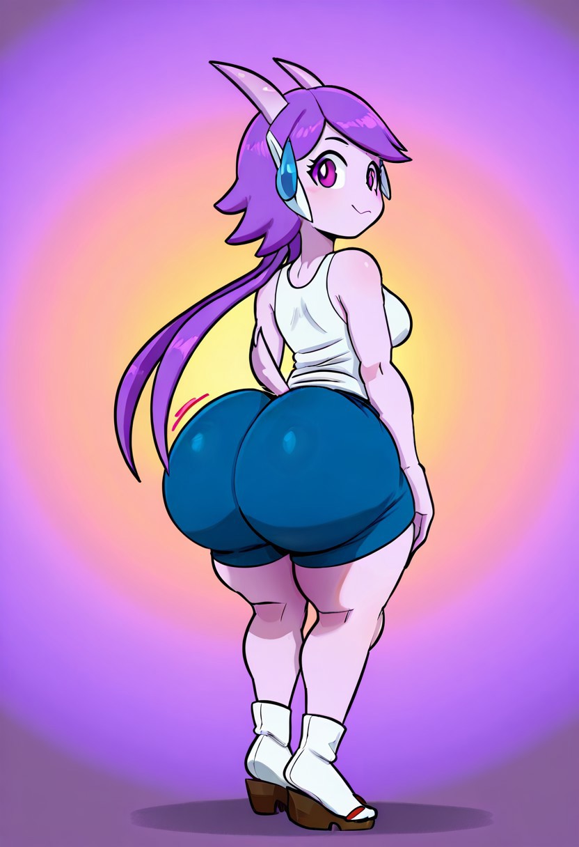 1girl ai_generated ass big_ass big_breasts booty_shorts breasts freedom_planet freedom_planet_2 fundoshilover101 galaxytrail huge_ass sash_lilac