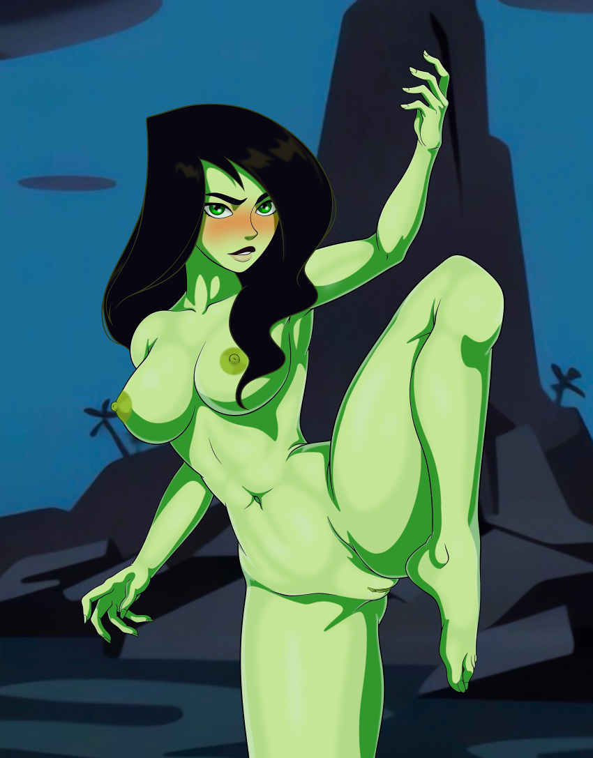 big_breasts erect_nipples kim_possible nude shaved_pussy shego thick_thighs