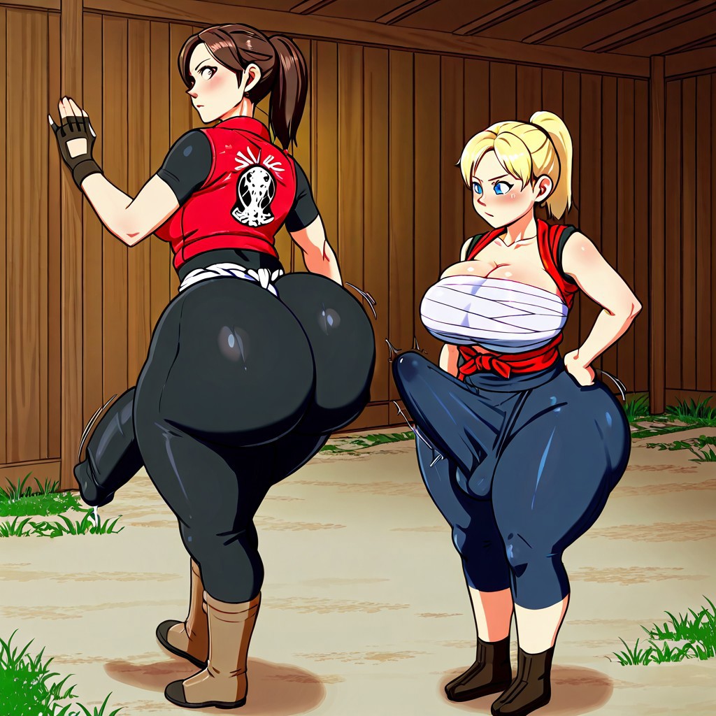 2futas ai_generated ass big_ass big_breasts breasts capcom claire_redfield erection erection_under_clothes fundoshi fundoshi_futanari fundoshilover101 futanari huge_ass resident_evil sarashi