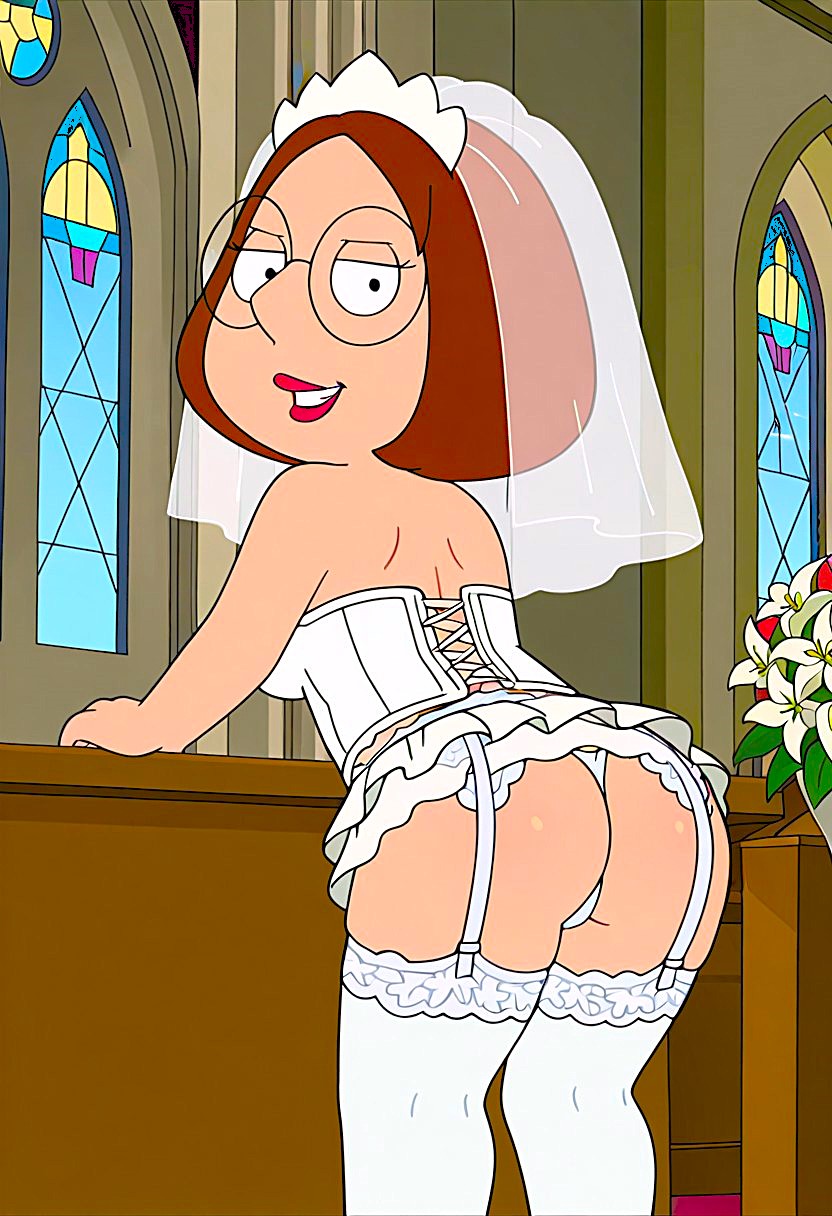 ass corset family_guy glasses meg_griffin smiling_at_viewer stockings thighs thong wedding_veil