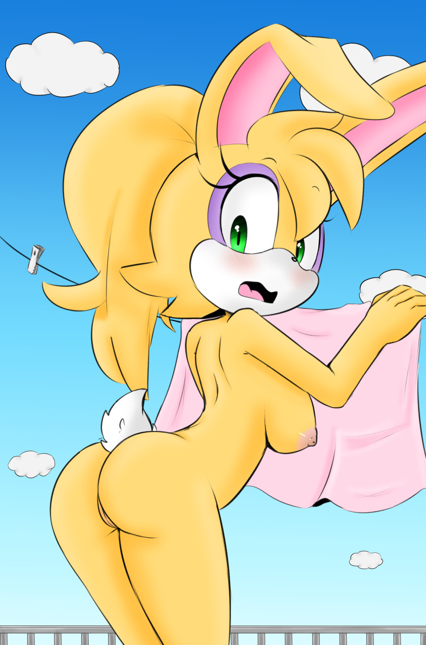 1girl 2016 anthro archie_comics areola ass big_breasts blush breasts bunnie_rabbot female fur furry furry_only hearlesssoul high_res lagomorph long_hair looking_at_viewer looking_back mammal nipples nude open_mouth popon13 pussy rabbit raised_tail sideboob solo sonic_the_hedgehog_(archie) sonic_the_hedgehog_(comics) sonic_the_hedgehog_(series) surprise tail tongue