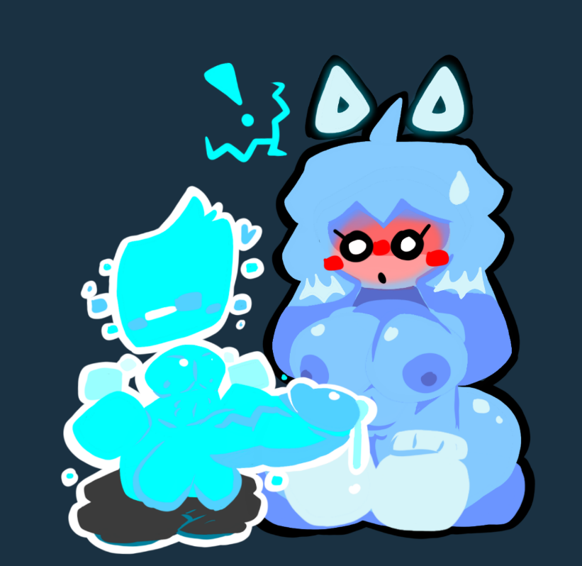 big_ass big_breasts blue_skin cyan_(just_shapes_and_beats) huge_penis just_shapes_and_beats notmoyo pussy sad_cube shocked_expression short_hair size_difference small_but_hung smaller_male square_head thick_thighs