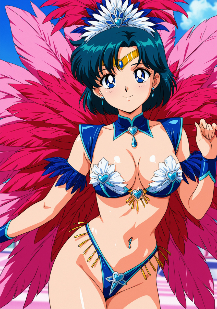 1girl accurate_art_style adult_swim alluring ami_mizuno big_breasts bishoujo_senshi_sailor_moon bishoujo_senshi_sailor_moon_r bishoujo_senshi_sailor_moon_r_the_movie bishoujo_senshi_sailor_moon_s bishoujo_senshi_sailor_moon_s_the_movie bishoujo_senshi_sailor_moon_supers bishoujo_senshi_sailor_moon_supers_the_movie blue_eyes blue_hair carnival carnival_outfit cleavage nightcore_(artist) samba_outfit toei_animation toonami
