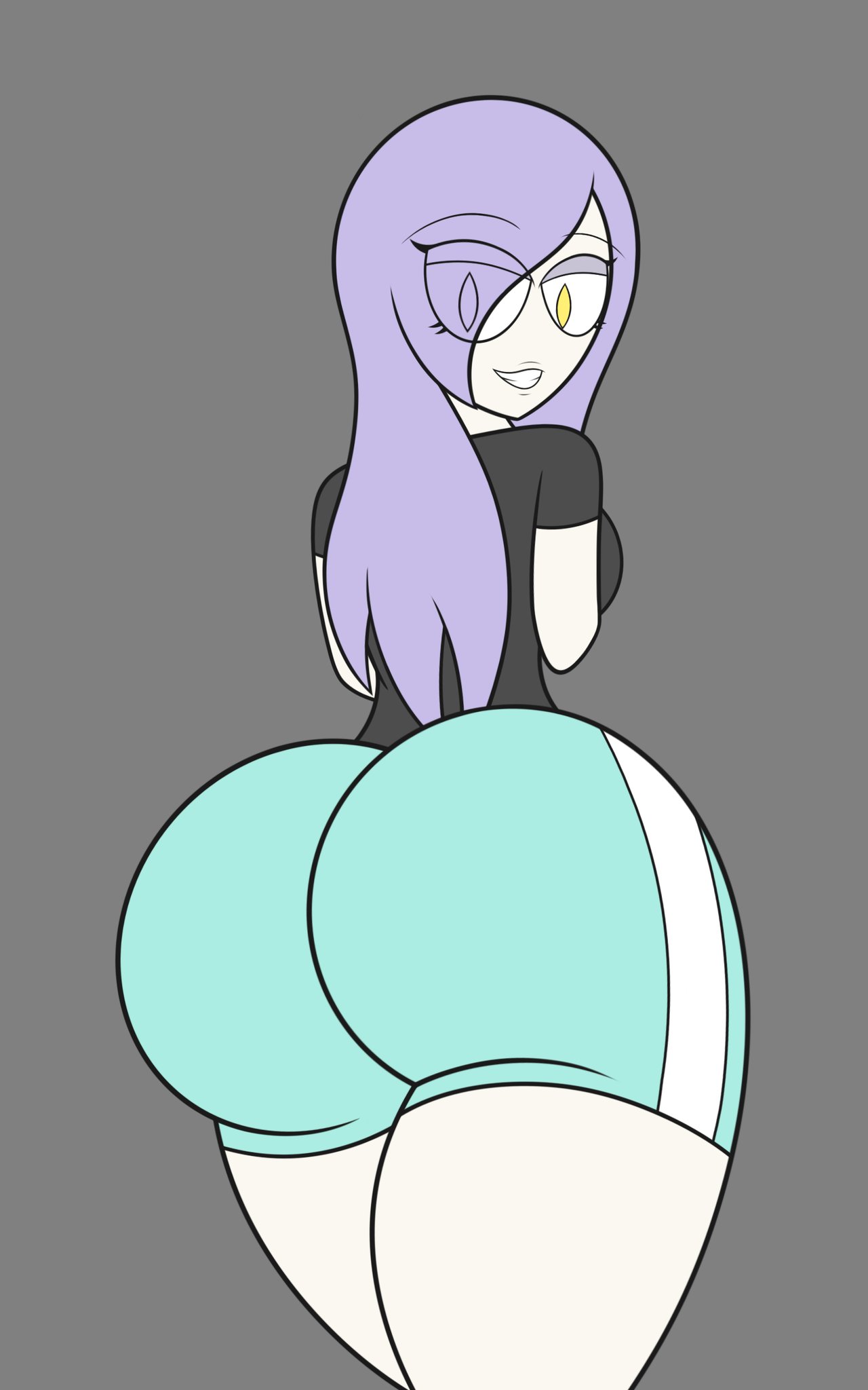 1girl ass big_ass big_breasts booty_shorts breasts huge_ass pandaboytoy roxan_(pandaboytoy)