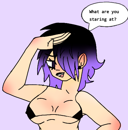 1girl big_breasts curvy emo goth goth_girl teasing teasing_viewer