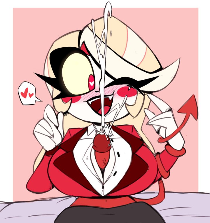 1boy 1girl big_breasts bisexual blonde_hair charlie_morningstar_(hazbin_hotel) cum cum_on_breasts cum_on_face demon_girl happy hazbin_hotel nelljoestar ntr paizuri princess tail_wrap white_skin