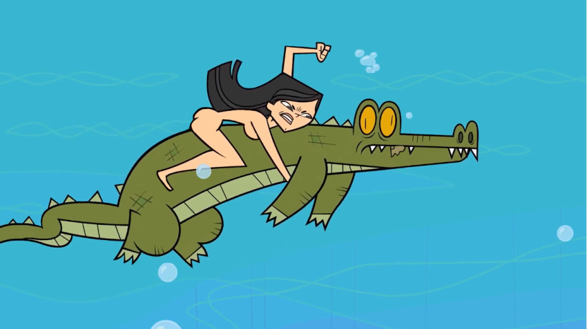 1girl ass barefoot breasts cartoon_network edit female grabbing heather_(tdi) nude nude_filter punch punching reptile screencap screenshot screenshot_edit sideboob third-party_edit total_drama_island underwater wardrobe_malfunction water