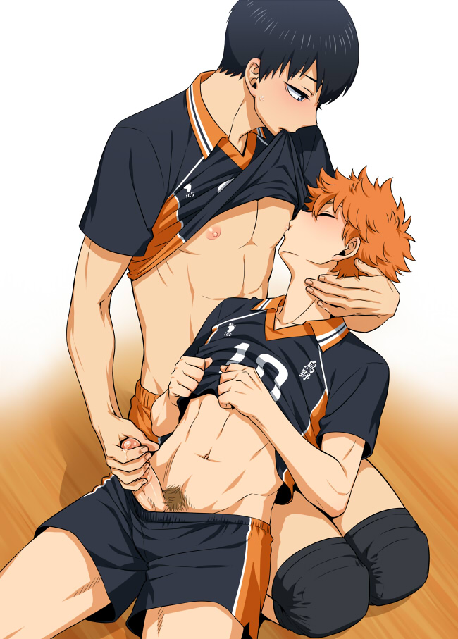 2boys abs black_hair blush closed_eyes colored erection gay_sex haikyuu!! hand_on_penis handjob human lean_muscle lying lying_on_person male male/male male_nipples male_only male_pubic_hair muscle muscular muscular_male nipple_sucking nipples orange_hair partially_clothed pecs penis penis_out precum pubic_hair shirt_lift shorts shoyo_hinata sitting smooth_penis soccer_uniform sport sports_uniform sportswear sucking sucking_male_nipple sucking_nipples sweat tobio_kageyama toned toned_male undressing yaoi