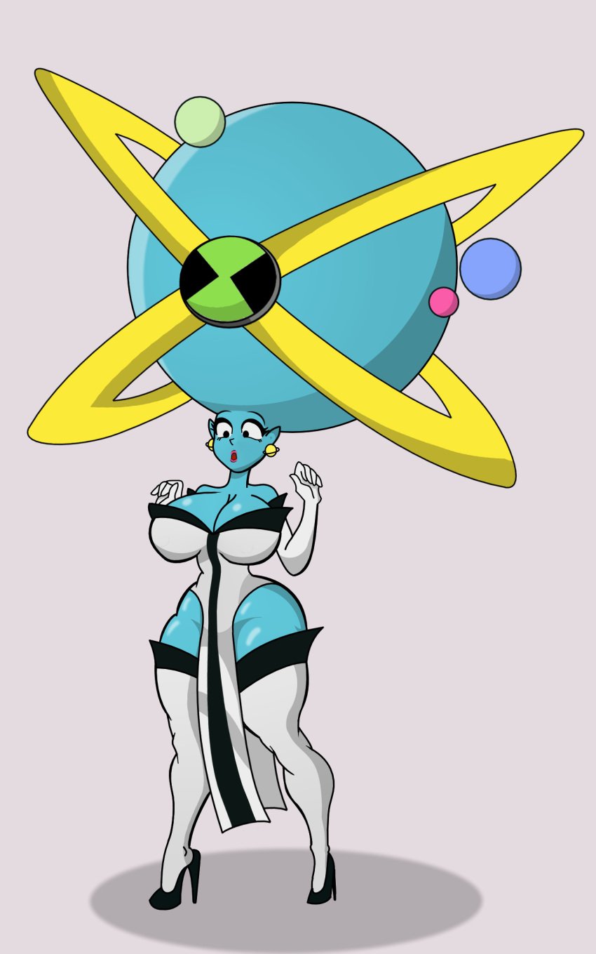alien alien_girl bald ben_10 ben_tennyson big_ass big_breasts big_head buzz_lightyear_of_star_command cartoon_network disney female_ben gender_transformation genderswap genderswap_(mtf) gravitina green_skin high_heels hyper_head omnitrix post_transformation thick_thighs transformation wide_hips