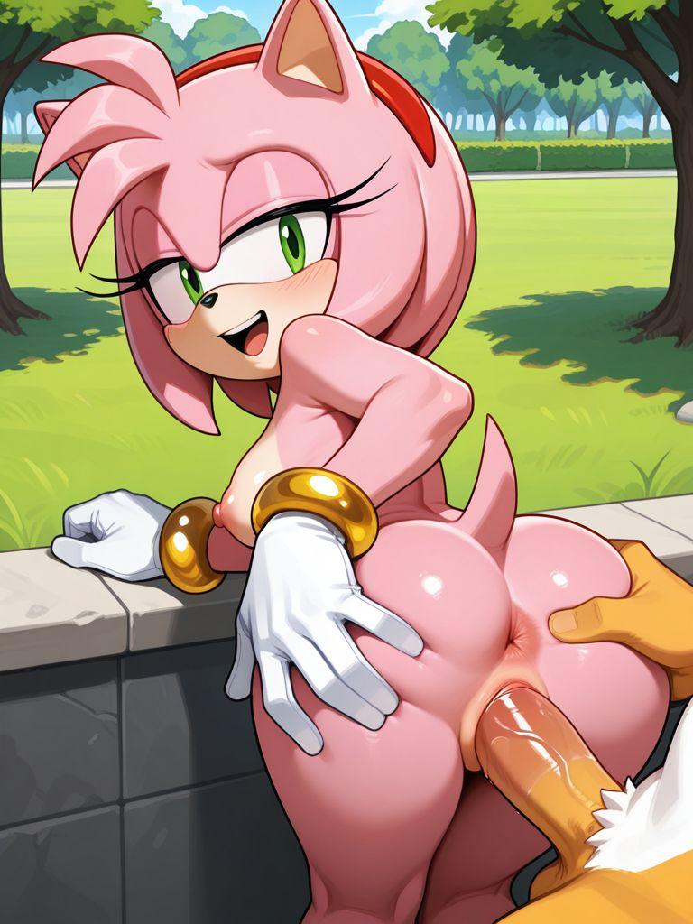 1boy 1girl ai_generated amy_rose anus breasts female female/male foxknightyouko green_eyes hedgehog intercourse male miles_"tails"_prower mobian mobian_hedgehog nipples nude nude_female park pussy sega sex sonic_the_hedgehog_(series) spread_anus vaginal_penetration