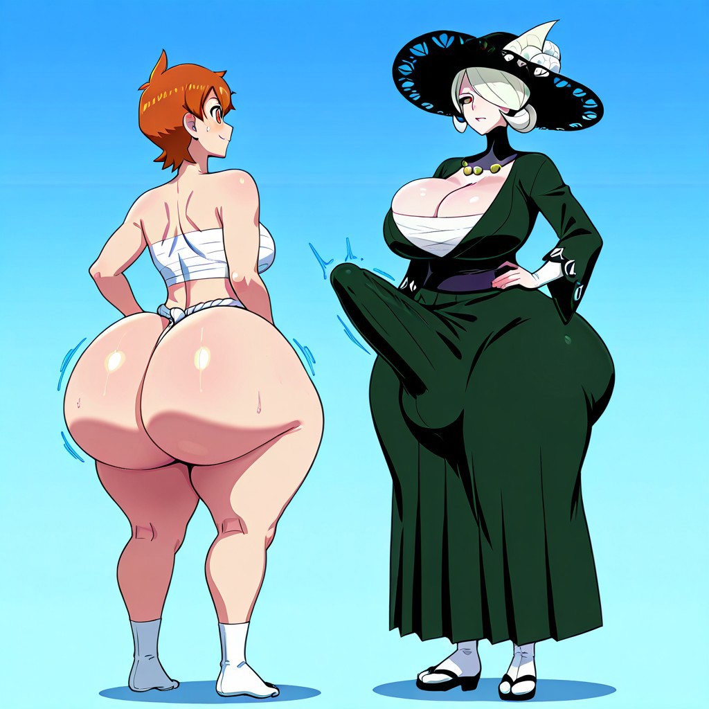 1futa 1girl ai_generated ass big_ass big_breasts breasts cogita_(pokemon) erection erection_under_clothes fundoshi fundoshi_futanari fundoshilover101 futanari game_freak huge_ass huge_breasts nintendo pokemon