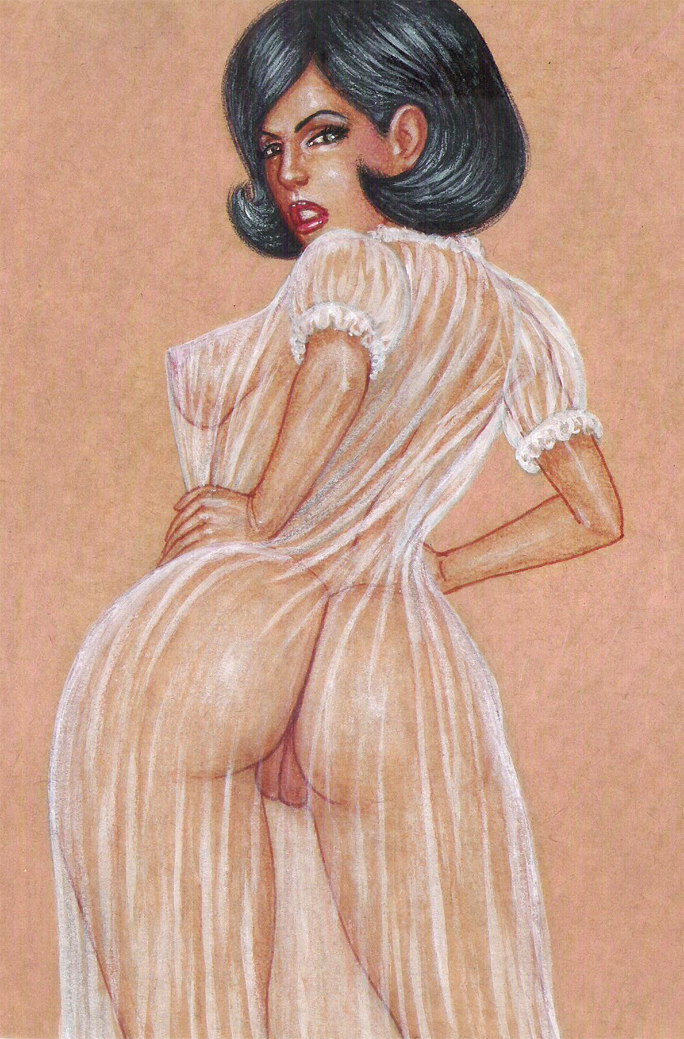 1girl 1girl ass behind behind_back behind_view big_ass black_hair colored_pencil_(artwork) colored_pencil_(medium) colored_pencil_artwork dat_ass edithemad hentai-foundry lingerie oc original_character see-through see-through_clothes see-through_clothing see-through_dress see_through see_through_clothing sexy sexy_ass sexy_body short_hair simple_background standing
