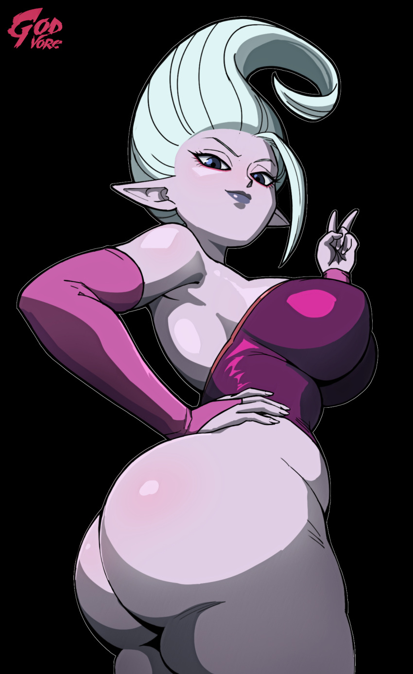 1girl anrisu arinsu ass ass_focus dr._arinsu dragon_ball dragon_ball_daima sex_invitation sexually_suggestive smile v