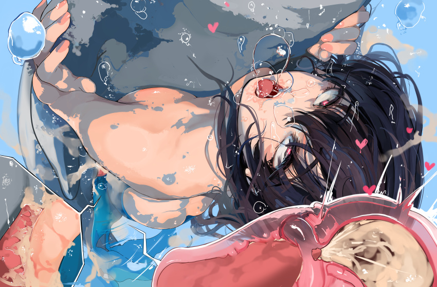 1animal 1girl animal_penis bestiality big_breasts bikini black_hair blush breasts cum cum_in_pussy cum_in_uterus cum_inside dolphin female heart-shaped_pupils komi-san_wa_komyushou_desu komi_shouko male mamimi_(mamamimi) nipples penis pool purple_eyes pussy r**e straight surprised swimsuit uncensored underwater underwater_sex vaginal_penetration vaginal_sex zoophilia