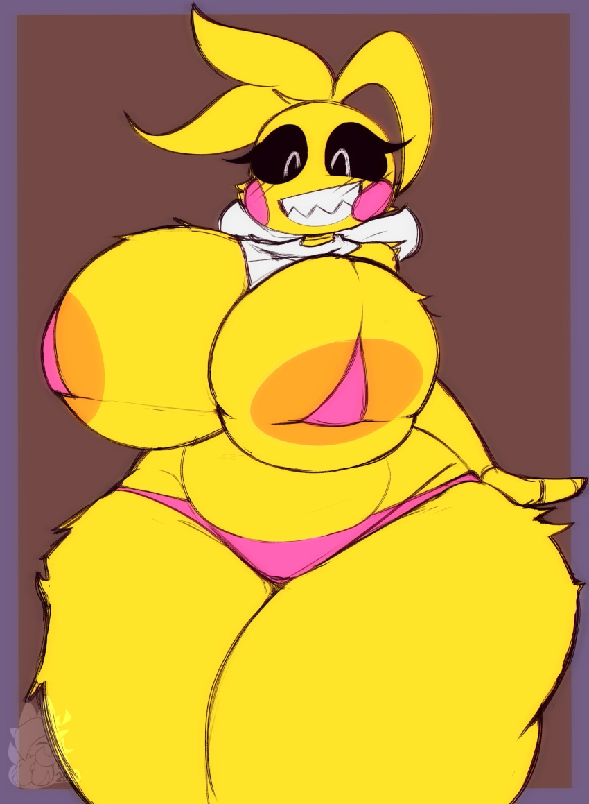 1girl 1girl 1girls animatronic ass big_breasts breasts breasts_bigger_than_head breasts_out chicken five_nights_at_freddy's five_nights_at_freddy's_2 gardegu huge_ass huge_breasts robot toy_chica_(fnaf)
