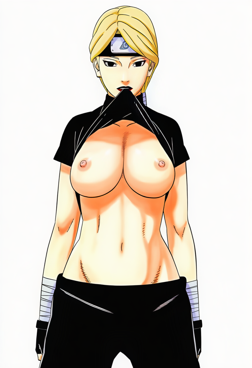 big_breasts exposed_breasts manga_style naruto naruto_shippuden nii_yugito simple_background tagme white_background