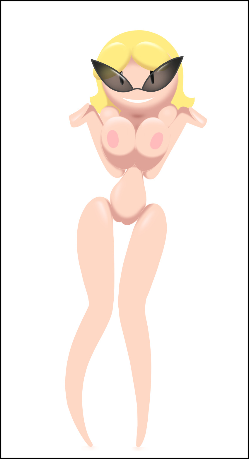 1girl 2d blonde_hair cosmicsader female_only huge_breasts knick_knack nude pixar pussy pussy sunglasses sunny_miami tagme