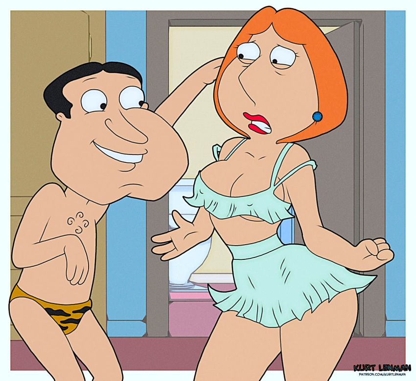 before_sex bra breasts erect_nipples_under_clothes family_guy glenn_quagmire lois_griffin miniskirt thighs