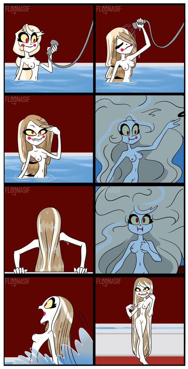 1girl after_bath amazon_prime barefoot bathing bathtub blonde_hair breasts charlie_morningstar_(hazbin_hotel) completely_nude completely_nude_female female female_only floonasif hazbin_hotel long_hair nipples nude nude_female shower_head solo tagme underwater vivienne_medrano wet wet_hair