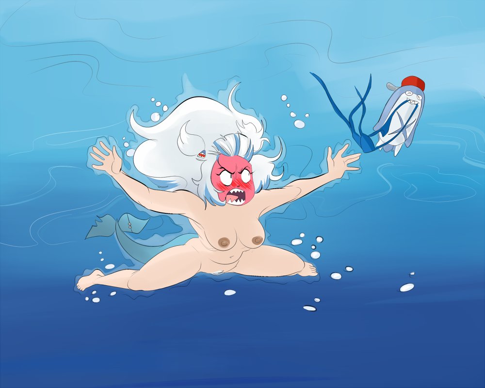 1girl album_cover album_reference angry assisted_exposure barefoot breasts completely_nude completely_nude_female embarrassed embarrassed_nude_female enf female female_only full_body gawr_gura hololive hololive_english hololive_myth naked_female nevermind_parody nirvana nude nude_female pussy shark_tail solo solo_female stolen_bikini stolen_clothes stolen_swimsuit tagme tail underwater virtual_youtuber vlado