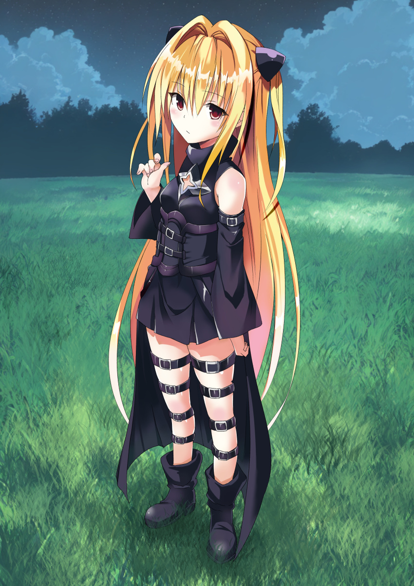 1girl blonde_hair konjiki_no_yami red_eyes rpku small_breasts thighs to_love-ru to_love-ru_darkness twin_tails very_high_resolution very_long_hair