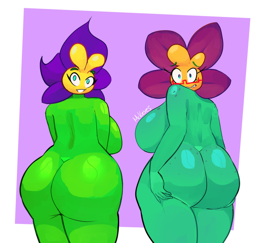 1girl 1girls 2_girls anthro anthrofied ass ass_focus breasts flora_fauna lily_(mckeyes) mckeyes plant plant_girl plant_humanoid plantie plants_vs._zombies plants_vs_zombies popcap_games pussy shrinking_violet_(pvz)