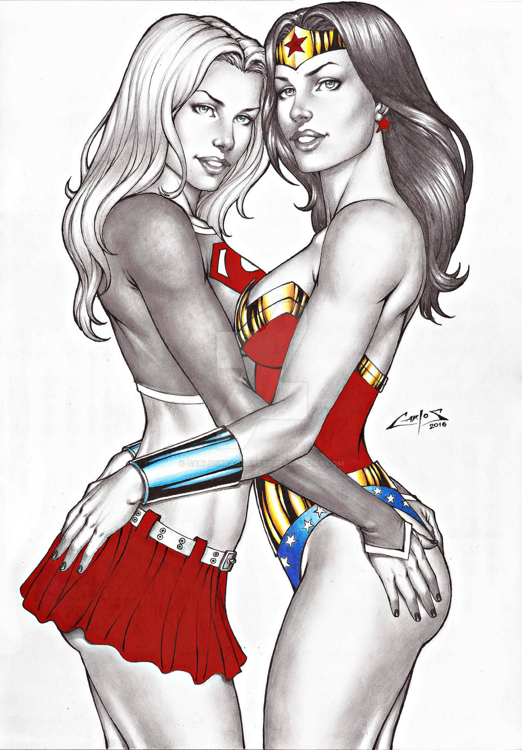 2_girls amazon ass ass_grab bangs bare_arms bare_legs bare_shoulders black_hair black_nails blue_eyes blue_leotard bracer breasts carlos_braga collarbone couple dc_comics dcau diana_prince double_ass_grab duo earrings female/female female_only grabbing grabbing_another's_ass grey_lipstick grey_shirt grin head_down heroine highleg highleg_leotard hugging jewelry justice_league justice_league_unlimited kara_zor-el kryptonian legs legs_together leotard lips lipstick long_hair long_sleeves looking_at_viewer love makeup medium_breasts midriff miniskirt mound_of_venus multicolored_clothes multicolored_leotard multiple_girls mutual_yuri nail_polish naughty_face neck parted_bangs parted_lips pleated_skirt red_earrings red_leotard red_skirt romantic romantic_couple shirt simple_background skirt smile standing star star_(symbol) star_earrings star_print straight_hair strapless strapless_leotard supergirl supergirl_(series) superhero_costume superheroine superman_(series) themysciran thighs tiara two-tone_leotard white_background white_hair wonder_woman wonder_woman_(series) yuri
