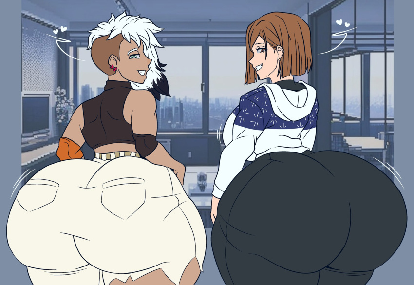 2_girls ass big_ass hi-fi_rush huge_ass jujutsu_kaisen kugisaki_nobara microsoft peppermint_(hi-fi_rush)