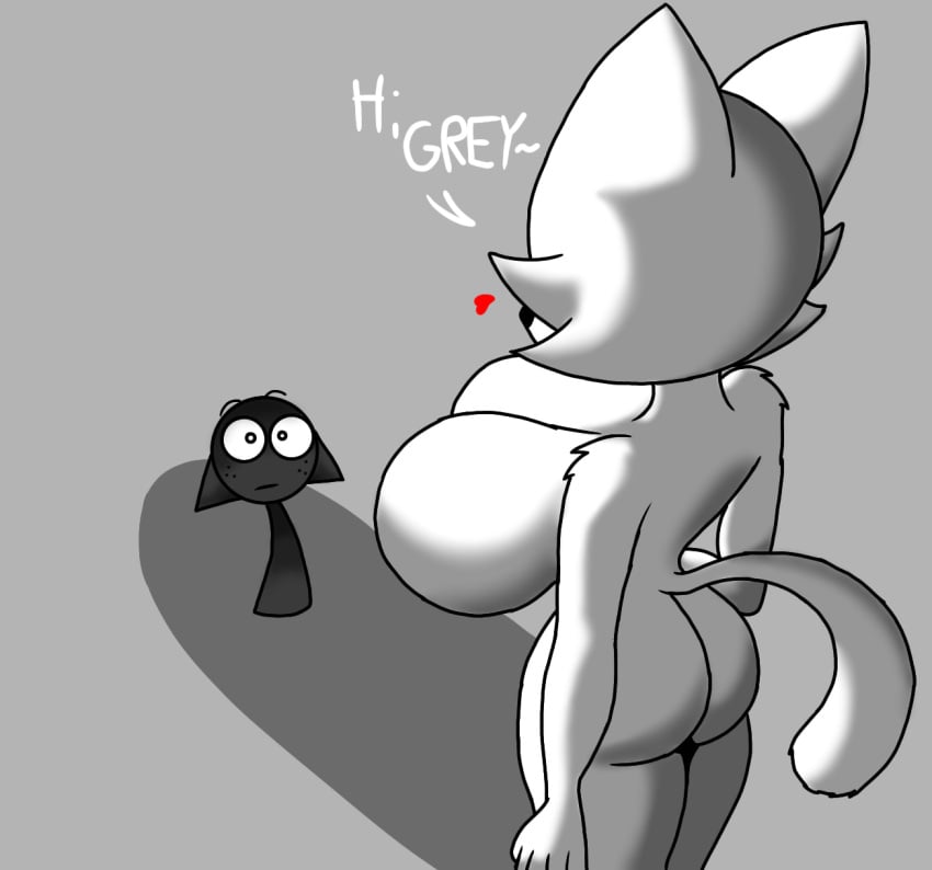 1girl amigos_multiversos ass big_breasts breasts cat_ears furry furry_female gray_(sprunki) incredibox_mod moments_before_disaster sprunki tail wenda_(sprunki)