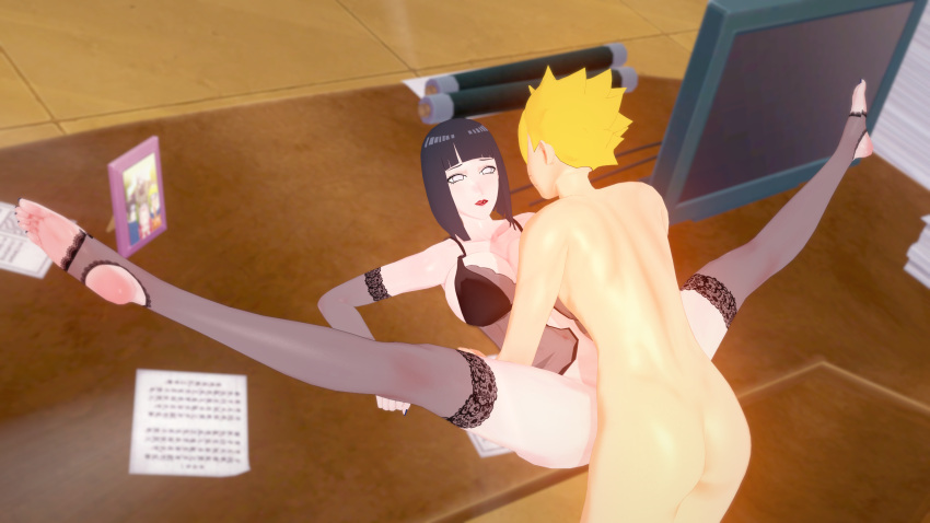 3d big_breasts bikini black_hair blonde_hair boruto_uzumaki breasts hinata_hyuuga incest lingerie missionary sex short_hair vaginal