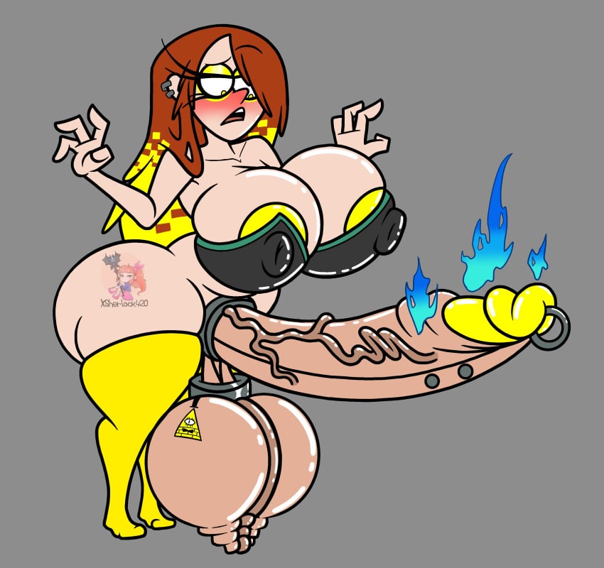 absorption ball_ring big_ass big_balls big_breasts big_nipples big_penis bill_cipher blonde_hair body_modification cock_ring futa_only futanari gravity_falls intersex large_penis large_thighs light-skinned_futanari piercing piercings possessed possession redhead_female self_upload shortstack shortstack_futa tattoo_on_balls urethra_piercing veiny_penis wendy_corduroy xsherlock420_(artist)