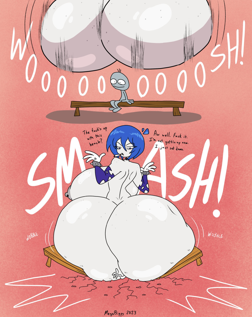 1boy 1girl ass big_ass big_breasts breasts debris destruction gigantic_ass gigantic_breasts huge_ass huge_breasts megabippy tiddy_(megabippy)