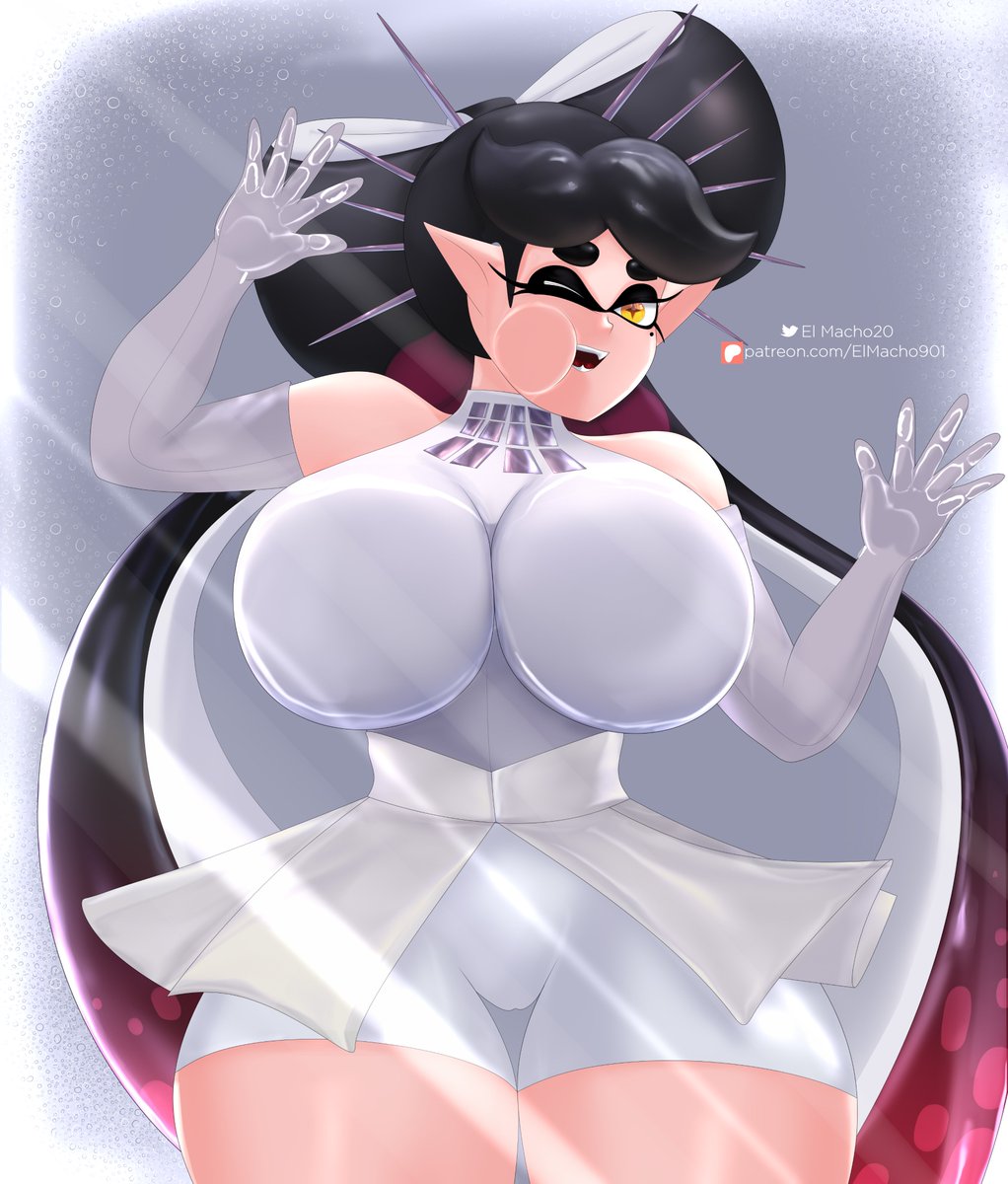 1girl 1girl 1girls alternate_costume artist_name big_breasts breast_press breasts callie_(grand_festival) callie_(splatoon) el_macho_20 gloves grand_festival_(splatfest) hair_ornament inkling inkling_girl long_gloves long_hair looking_at_viewer mole mole_under_eye nintendo official_alternate_costume one_eye_closed open_mouth pointy_ears splatfest splatoon splatoon_3 team_past_(splatfest) tentacle_hair thick_thighs thighs turtleneck two_tone_hair white_gloves white_long_gloves