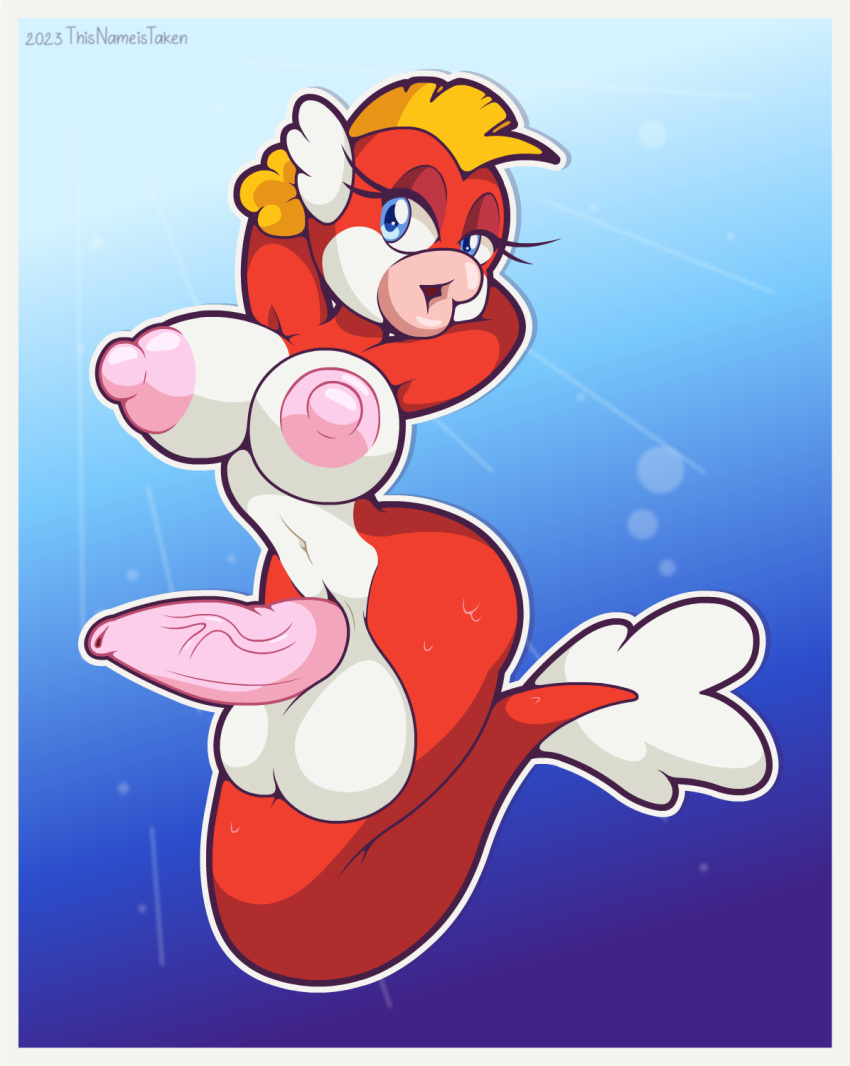 1futa anthro anthrofied areola ass balls bedroom_eyes big_ass big_balls big_breasts big_nipples big_penis blue_background blue_eyes breasts cheep_cheep fin full_body futa_only futanari genitals hands_behind_head high_res huge_balls huge_cock intersex lips marine mario_(series) merfolk mermaid mohawk multicolored_body narrowed_eyes navel nintendo nipples non-mammal_breasts non-mammal_nipples nude penis pink_nipples pink_penis pinup pose puffy_areola puffy_nipples scales seductive simple_background slit solo split_form tapering_penis thick_lips thisnameistaken two_tone_body underwater vein veiny_penis water white_border