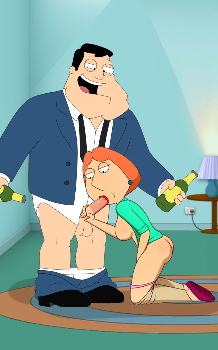 ai_generated american_dad champagne cheating crossover edit erection family_guy fellatio lois_griffin nipples stan_smith