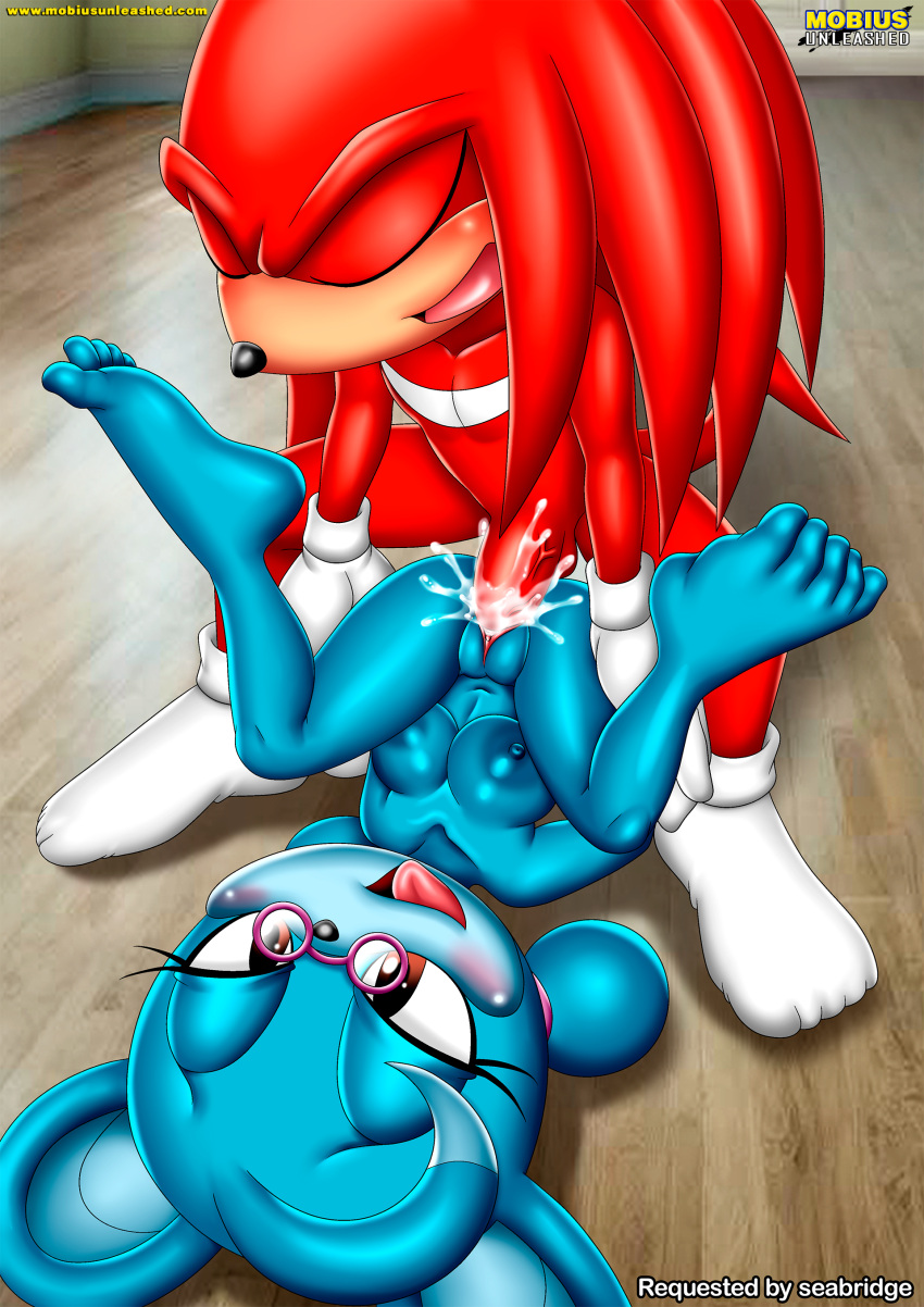 1boy 1girl 2025 absurd_res anthro archie_comics balls barefoot bbmbbf blue_fur blue_hair blue_nipples blush breasts brown_eyes buns closed_eyes cum cum_in_pussy cum_inside duo echidna glasses hands_on_legs high_res knuckles_the_echidna lagomorph legs_up long_hair looking_at_partner male male/female mammal mobius_unleashed monotreme mostly_nude navel nipples nude nude_female on_back open_mouth palcomix penis penis_in_pussy pika pink_glasses pussy red_fur red_hair relic_the_pika sega sex socks sonic_the_hedgehog_(archie) sonic_the_hedgehog_(series) tail tongue tongue_out vaginal_penetration vaginal_sex