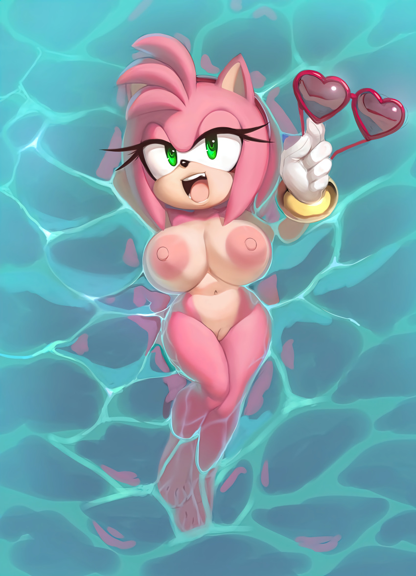 1girl 5_fingers 8k absurd_res amy_rose anthro areola big_breasts black_nose bracelet breasts completely_nude countershade_arms countershade_face countershade_torso countershading eyewear_removed female female_focus female_only fingers full_body fur furry furry_only gloves gloves_only green_eyes hairband handwear handwear_only high_res holding_sunglasses hourglass_figure jewelry mystical naked_gloves naked_handwear navel nipples nude nude_female nudity open-mouth_smile open_mouth open_smile pink_body pink_hair pink_skin plantpenetrator pussy sega short_hair smile solo solo_female sonic_the_hedgehog_(series) sunglasses sunglasses_removed swimming tan_countershading tan_skin upscaled water white_gloves white_handwear wide_hips