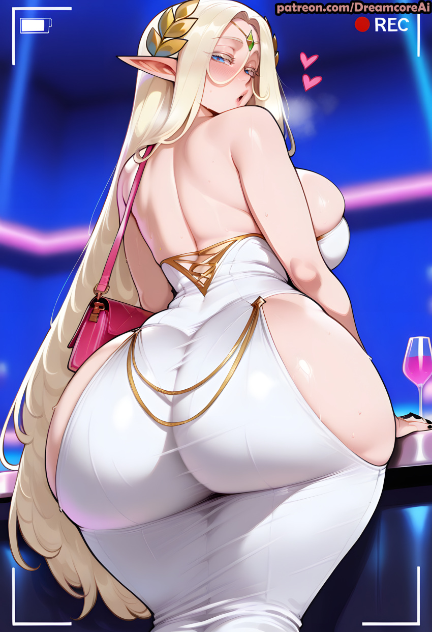1girl ai_generated ass blonde_hair cerestia_of_life curvy curvy_female curvy_figure elf elf_ears last_origin long_hair