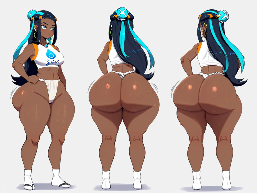 1girl ai_generated ass big_ass breasts fundoshi fundoshilover101 game_freak huge_ass nessa_(pokemon) nintendo pokemon tabi_socks
