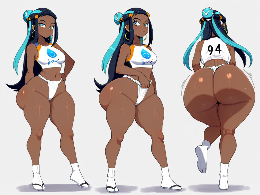 1girl ai_generated ass big_ass breasts fundoshi fundoshilover101 game_freak huge_ass nessa_(pokemon) nintendo pokemon tabi_socks