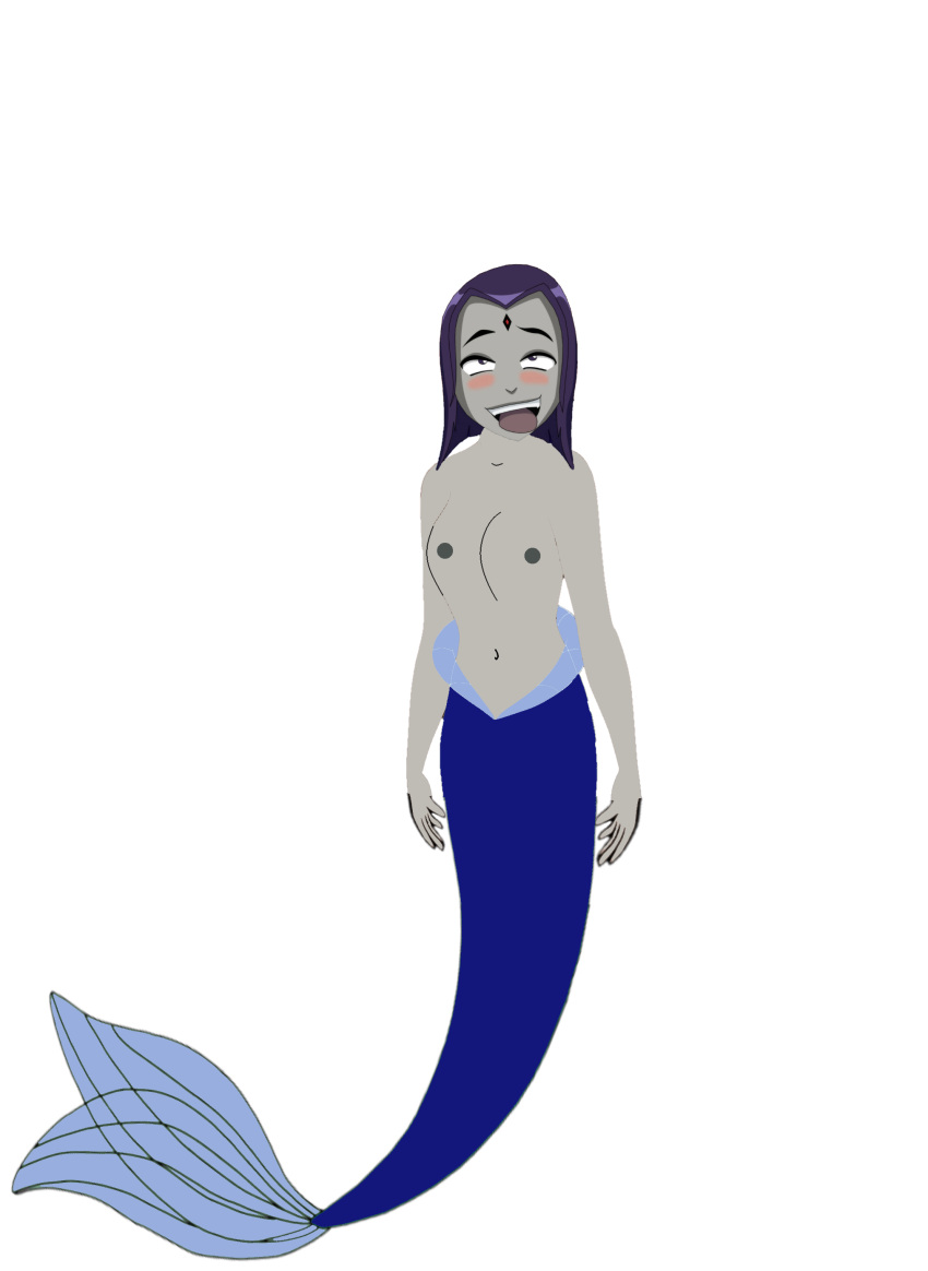 breasts gray_skin mermaid mermaid_girl older older_female purple_eyes purple_hair raven_(dc) topless topless_female tounge_out young_adult young_adult_female young_adult_woman