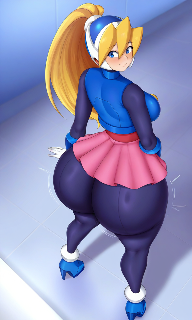 1girl ai_generated ass ass big_ass big_ass breasts capcom ciel_(rockman) fundoshilover101 huge_ass huge_ass mega_man