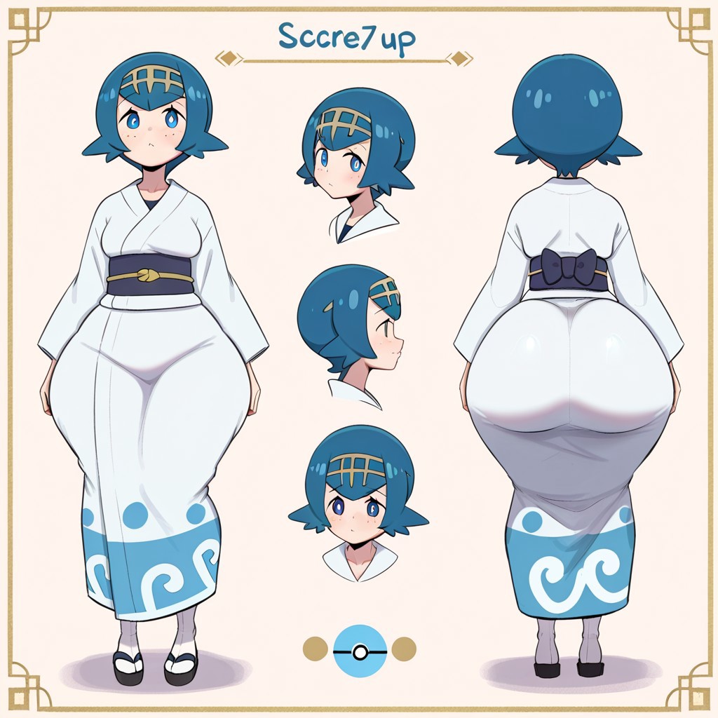 1girl ai_generated ass big_ass big_breasts breasts fundoshilover101 game_freak huge_ass kimono lana_(pokemon) nintendo pokemon