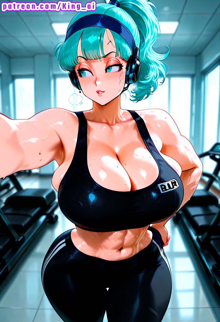 1girl abs absurd_res ai_assisted ai_generated ass big_ass big_ass big_breasts big_breasts big_thighs black_leggings black_sports_bra blue_hair blue_headband breasts bulma_brief dragon_ball dragon_ball_super dragon_ball_z gym gym_clothes headband high_res high_resolution indoors king_ai large_ass large_butt leggings looking_at_viewer massive_ass massive_breasts massive_butt massive_thighs mirror muscle muscular_female muscular_thighs ponytail selfpic selfpic smartphone smirk spandex sports_bra sportswear stable_diffusion sweat teal_hair thick_ass thick_butt thick_legs thick_thighs thighs wet_skin