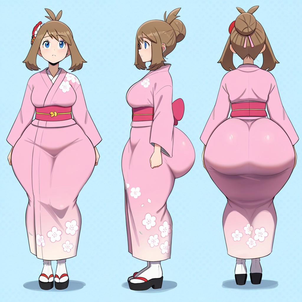 1girl ai_generated ass big_ass big_breasts breasts fundoshilover101 game_freak huge_ass kimono may_(pokemon) nintendo pokemon